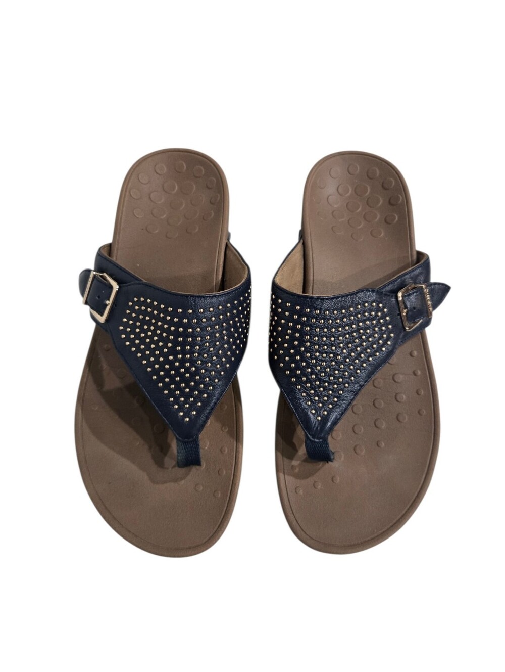 Vionc Amber Navy Studded Thong Flip Flop Sandals